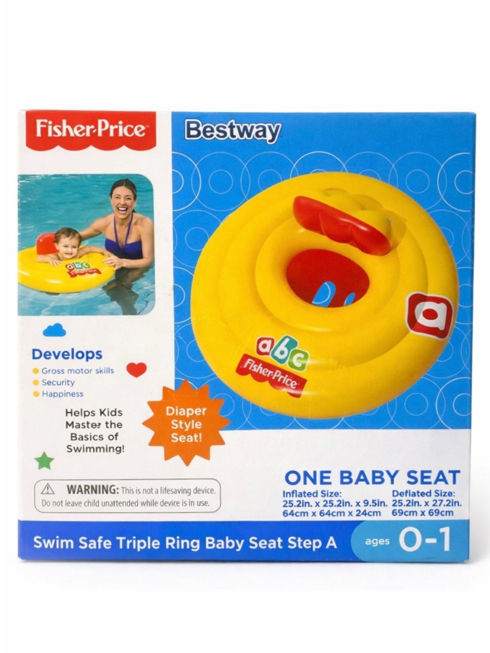 Fisher-Price Yellow Baby Swim Seat with Red Accents